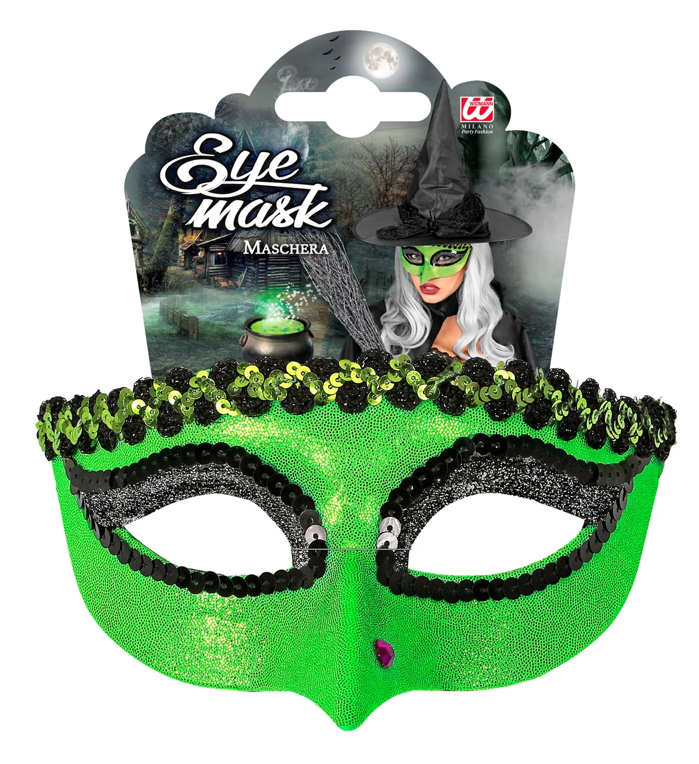 Groen heksen oogmasker met wrat - Image 4