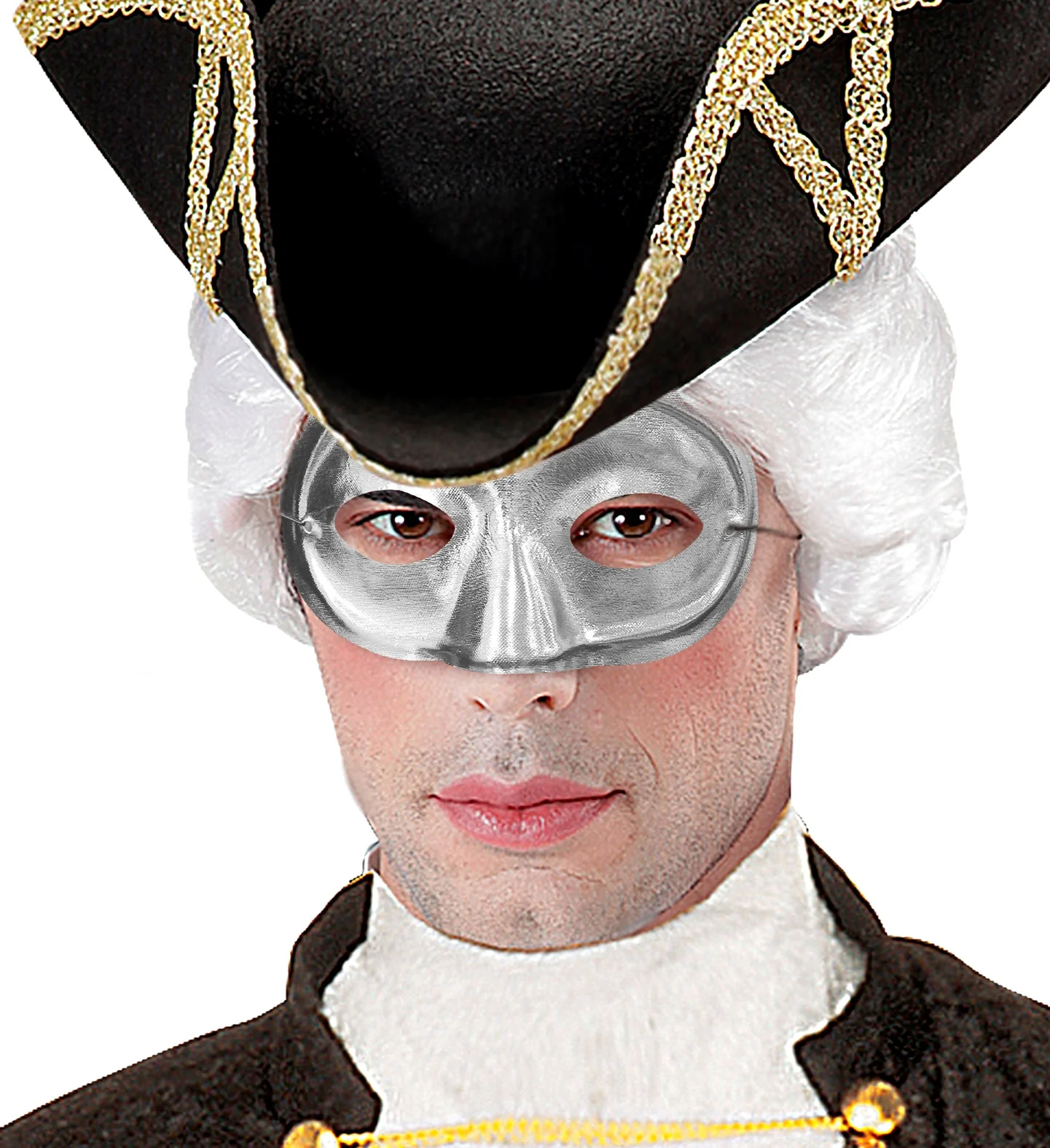 Rond zilver oogmasker masquerade - Image 2