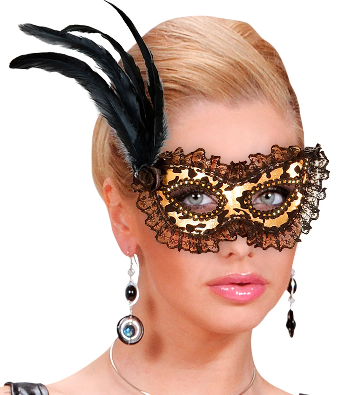 Oogmasker met kant en veren - Image 2