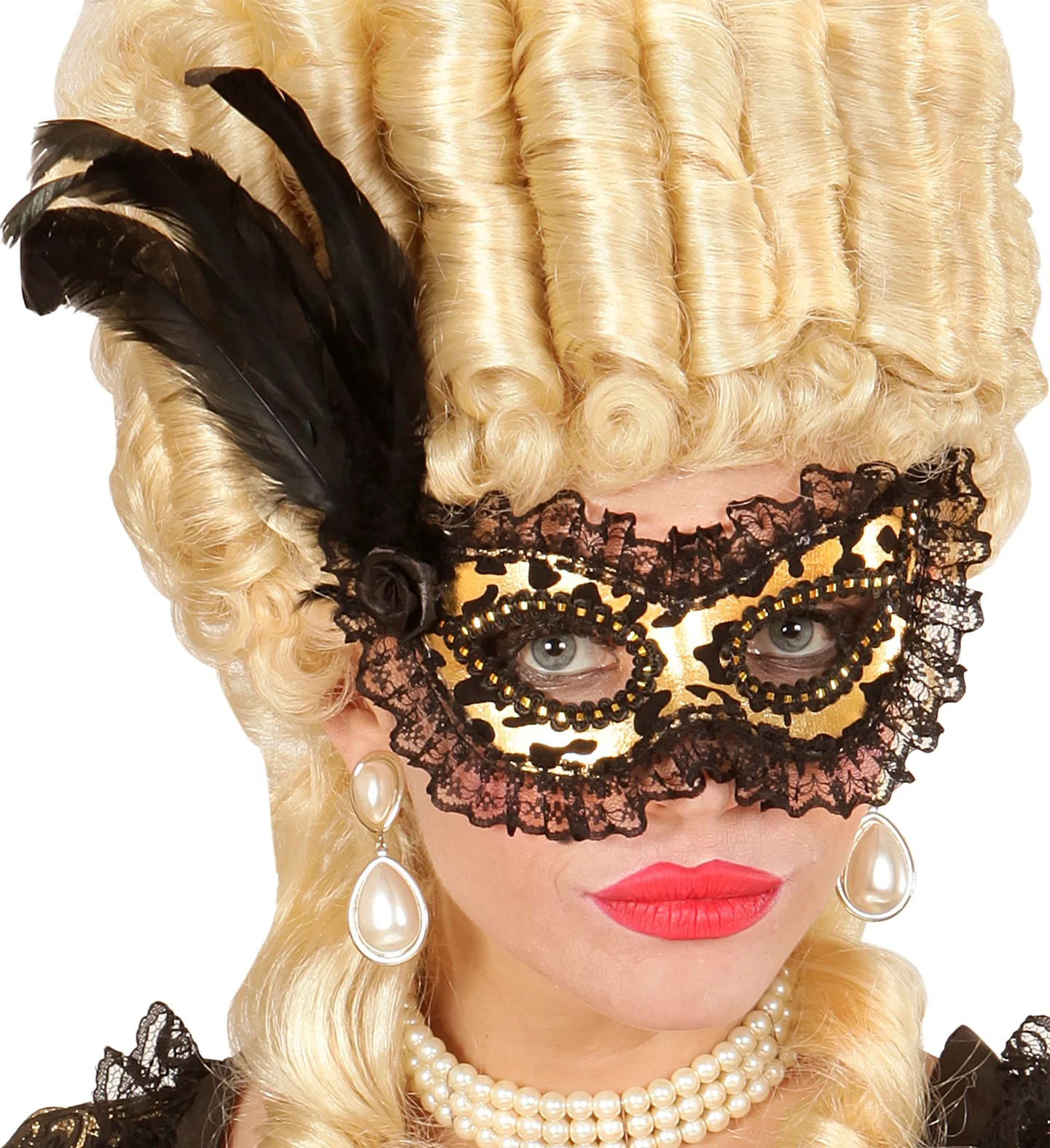 Oogmasker met kant en veren - Image 4