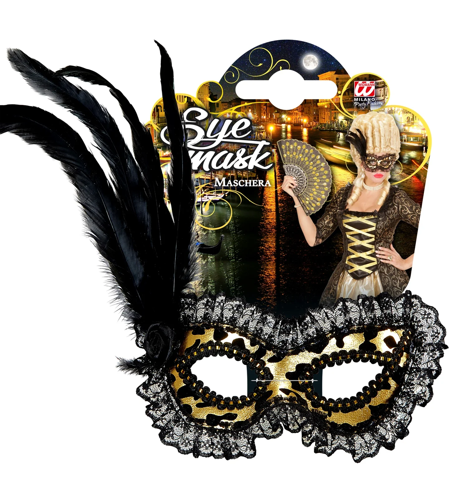 Oogmasker met kant en veren - Image 5