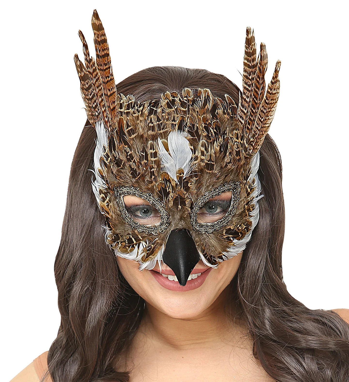 Oogmasker uil met veren - Image 2