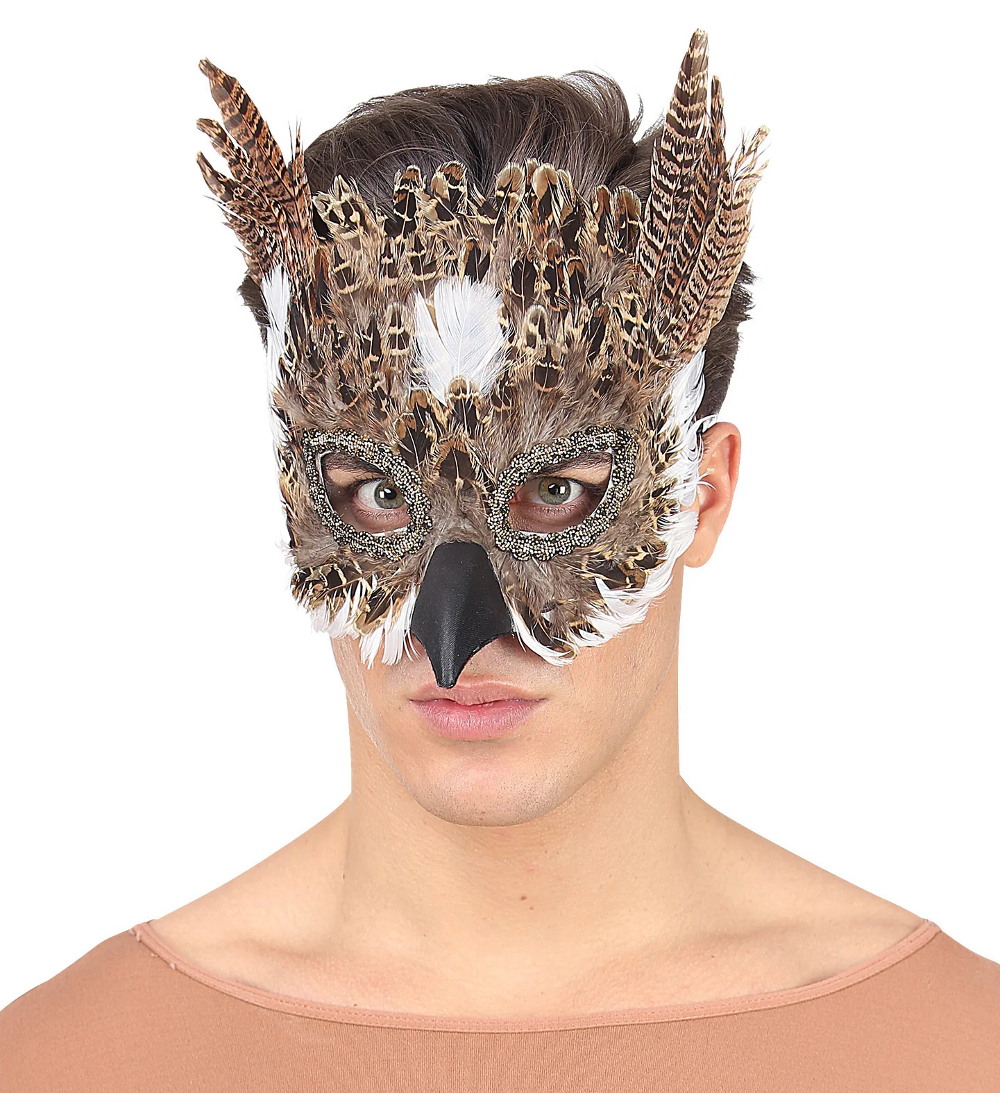 Oogmasker uil met veren - Image 4