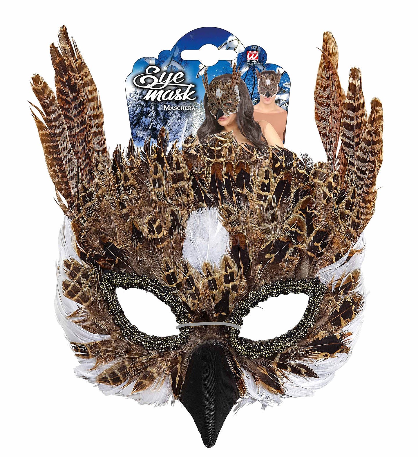 Oogmasker uil met veren - Image 5