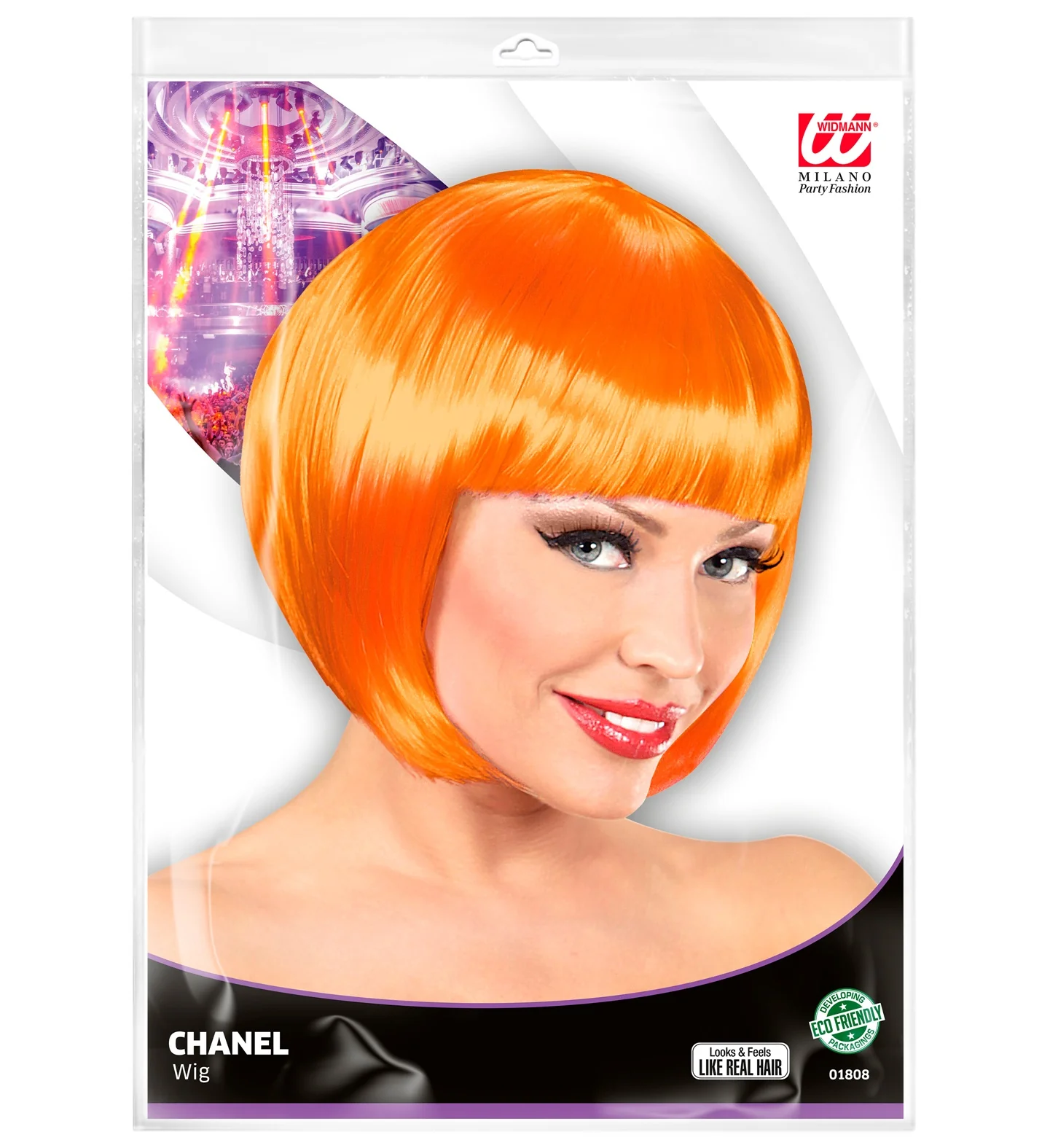 Oranje boblijnpruik dame - Image 3