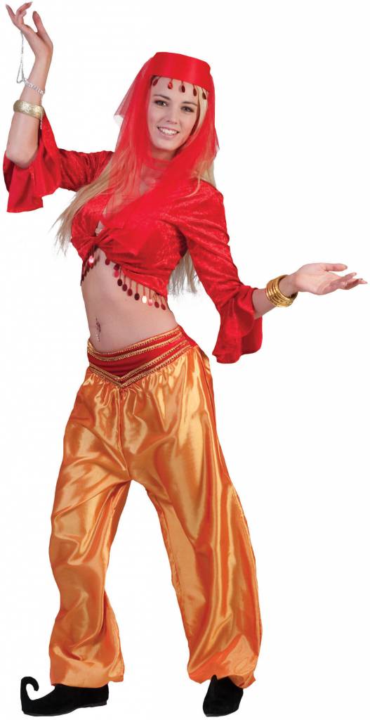Arabische broek oranje haremdanseres dames - Image 3