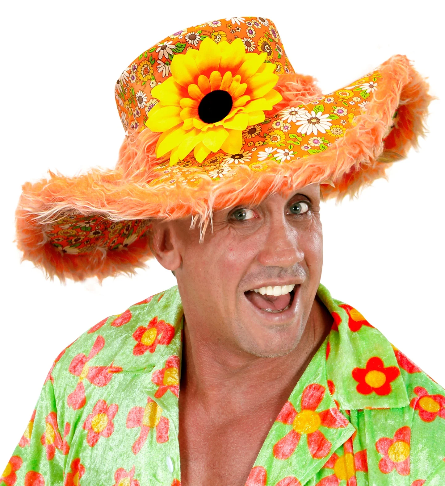 Hawaii hoed oranje met bloemen - Image 3