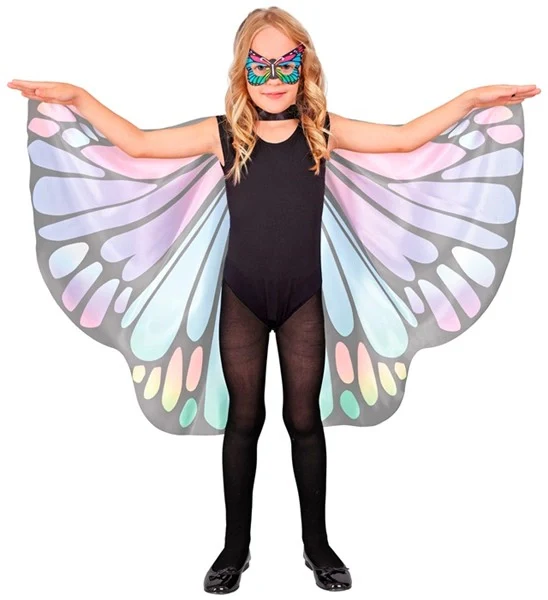 Paars/roze vlindervleugels en oogmasker kostuum Olivia - Image 2