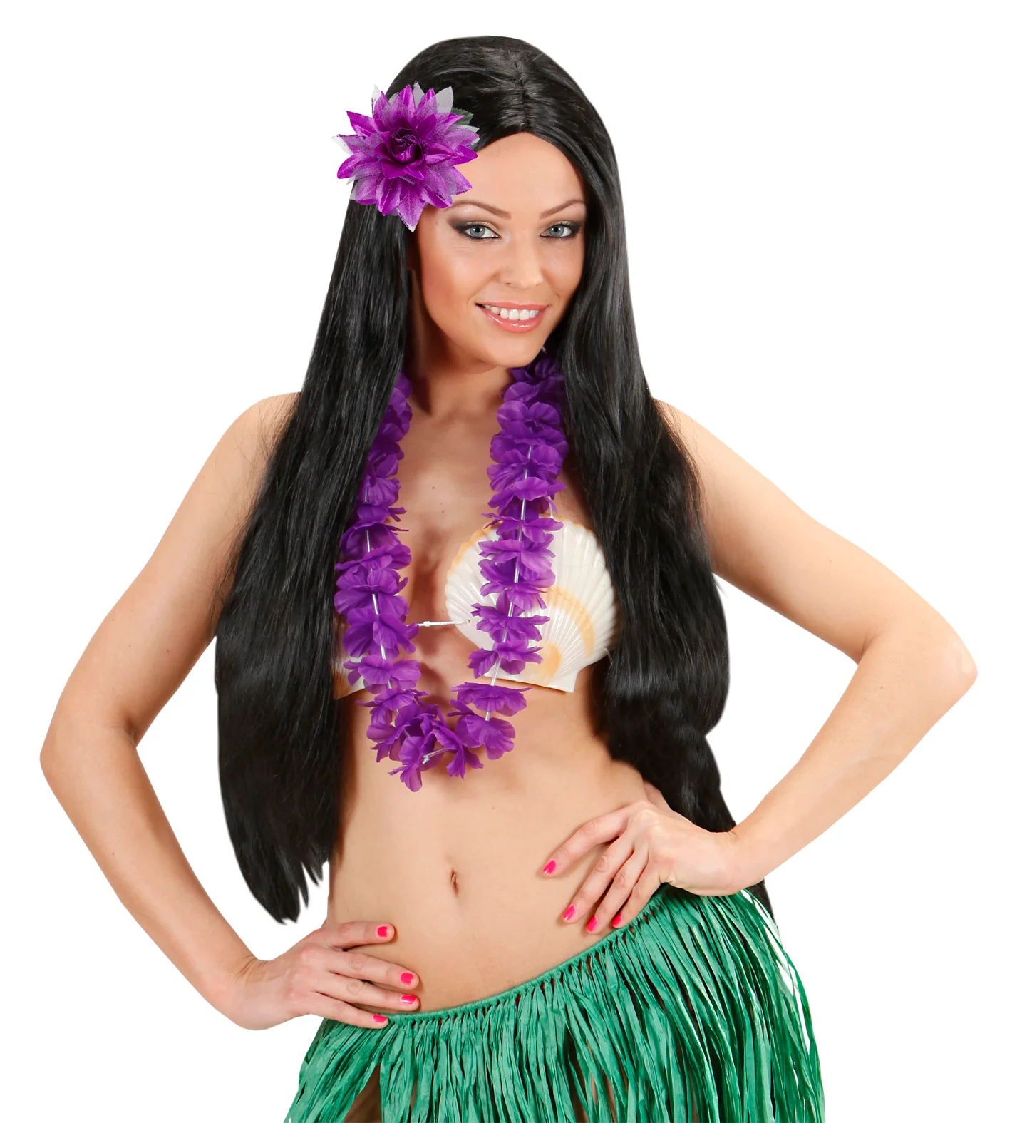 Paarse bloemen haarclip met glitters - Image 4