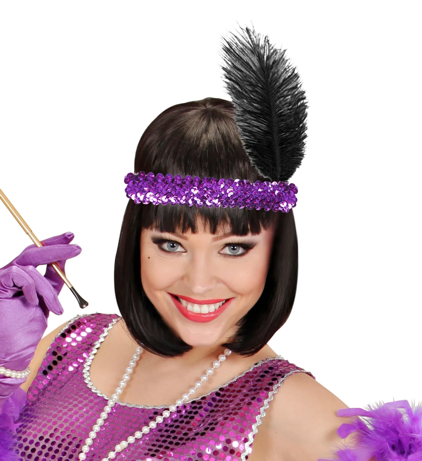 Charleston hoofdband met pailletten paars - Image 3