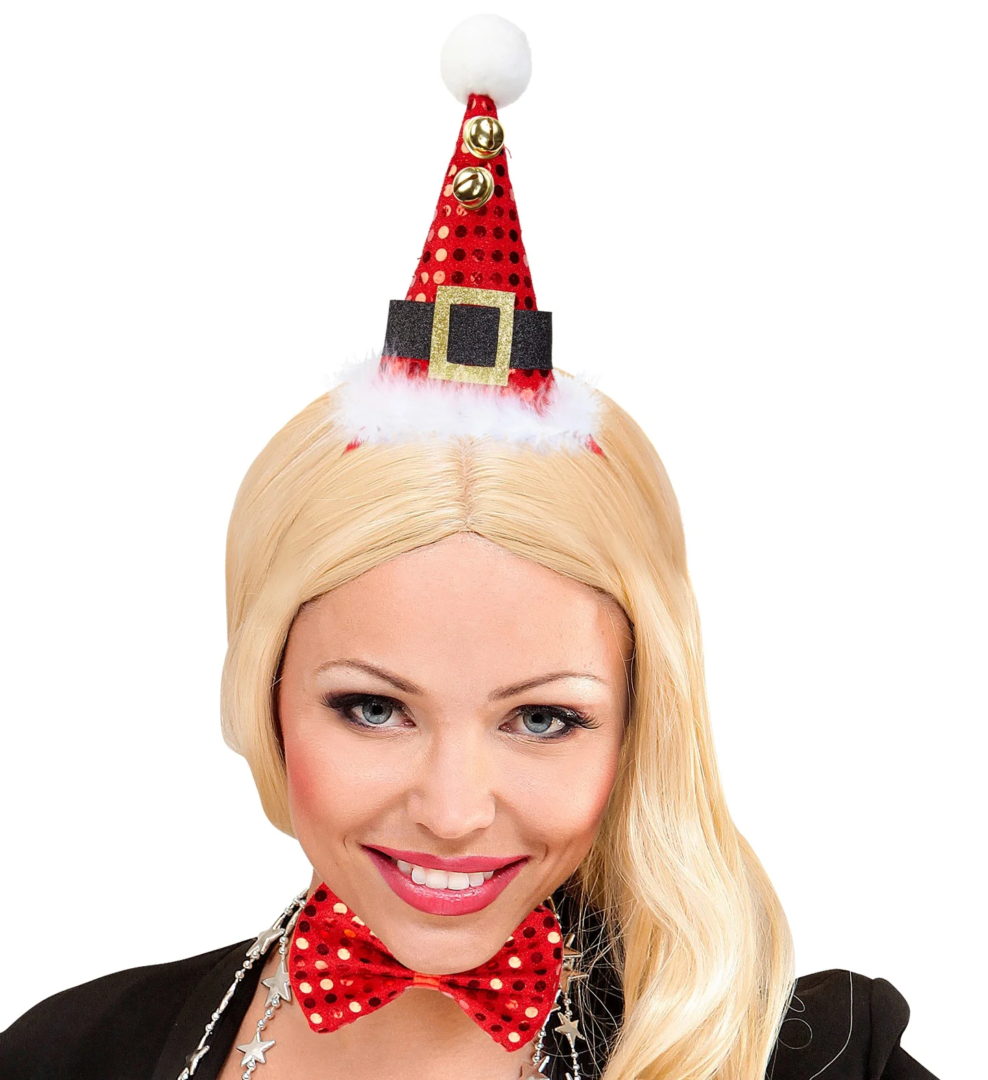 Pailletten Kerstmanmuts met strikje - Image 3
