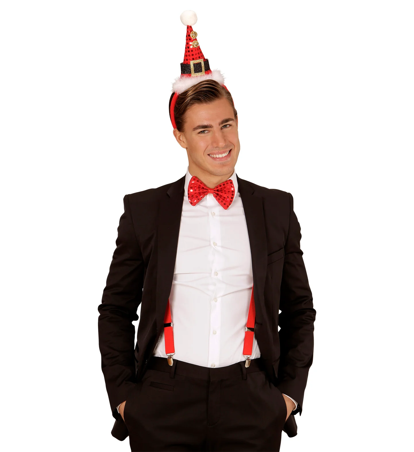 Pailletten Kerstmanmuts met strikje - Image 4