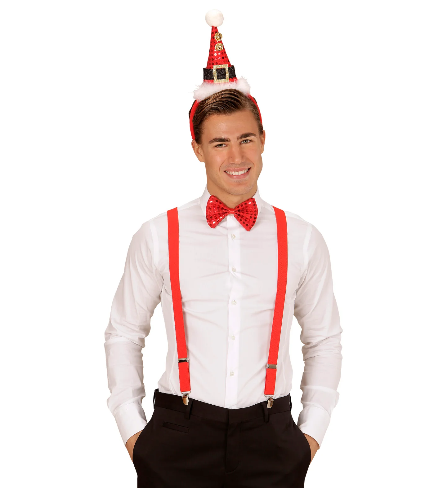 Pailletten Kerstmanmuts met strikje - Image 5