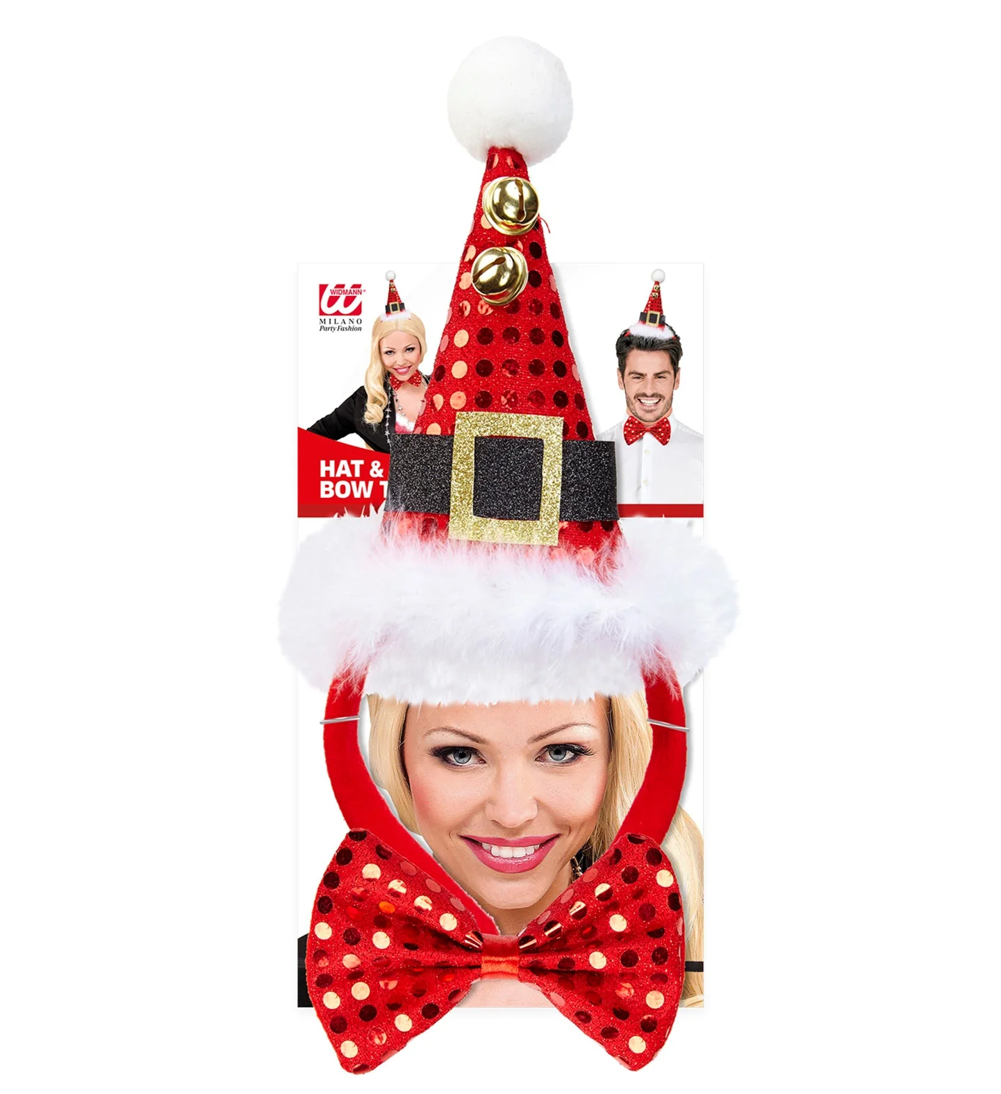 Pailletten Kerstmanmuts met strikje - Image 6