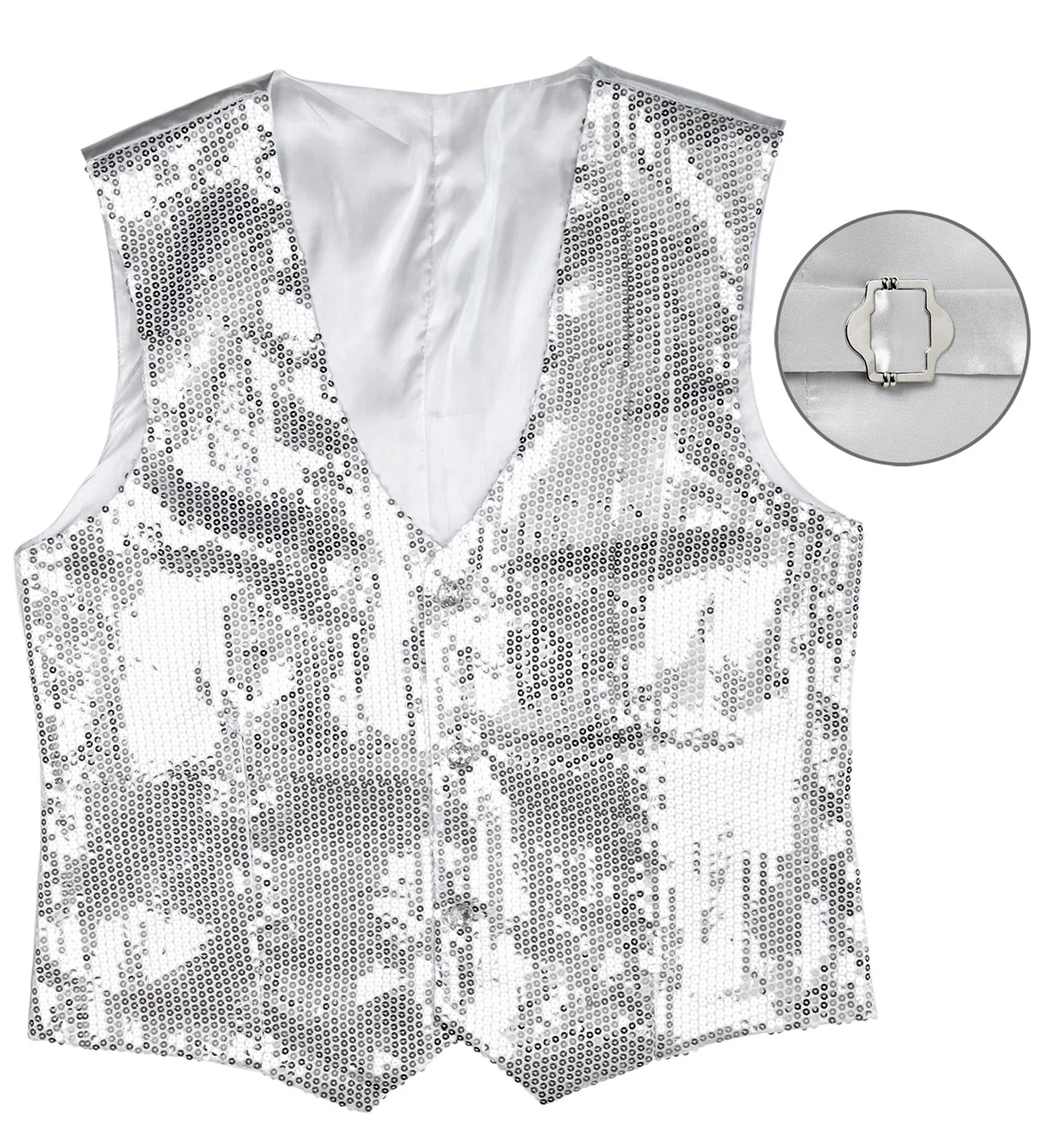 Pailletten Vest Man zilver - Image 4