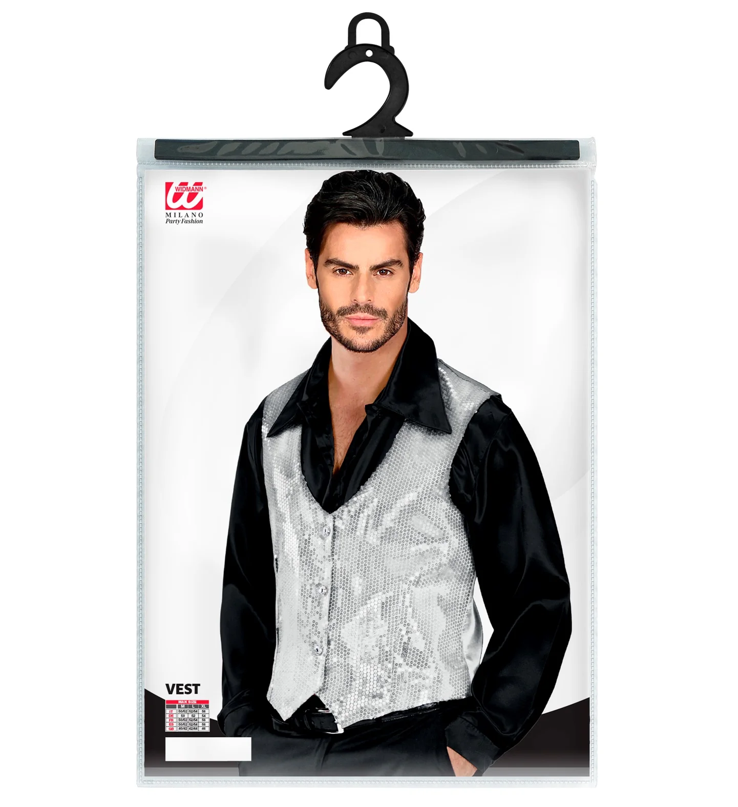 Pailletten Vest Man zilver - Image 5