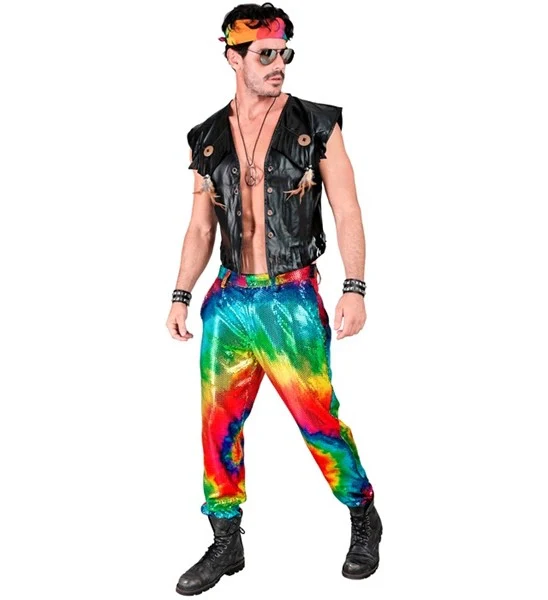 Paillettenbroek tye die kostuum Niek
