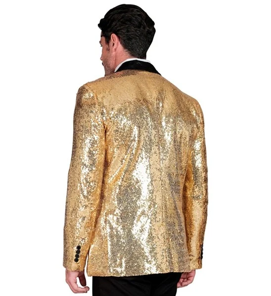 Paillettencolbert goud met satijnen revers/zakken - Image 3