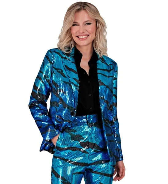 Paillettenjas golven in blauw - Image 3
