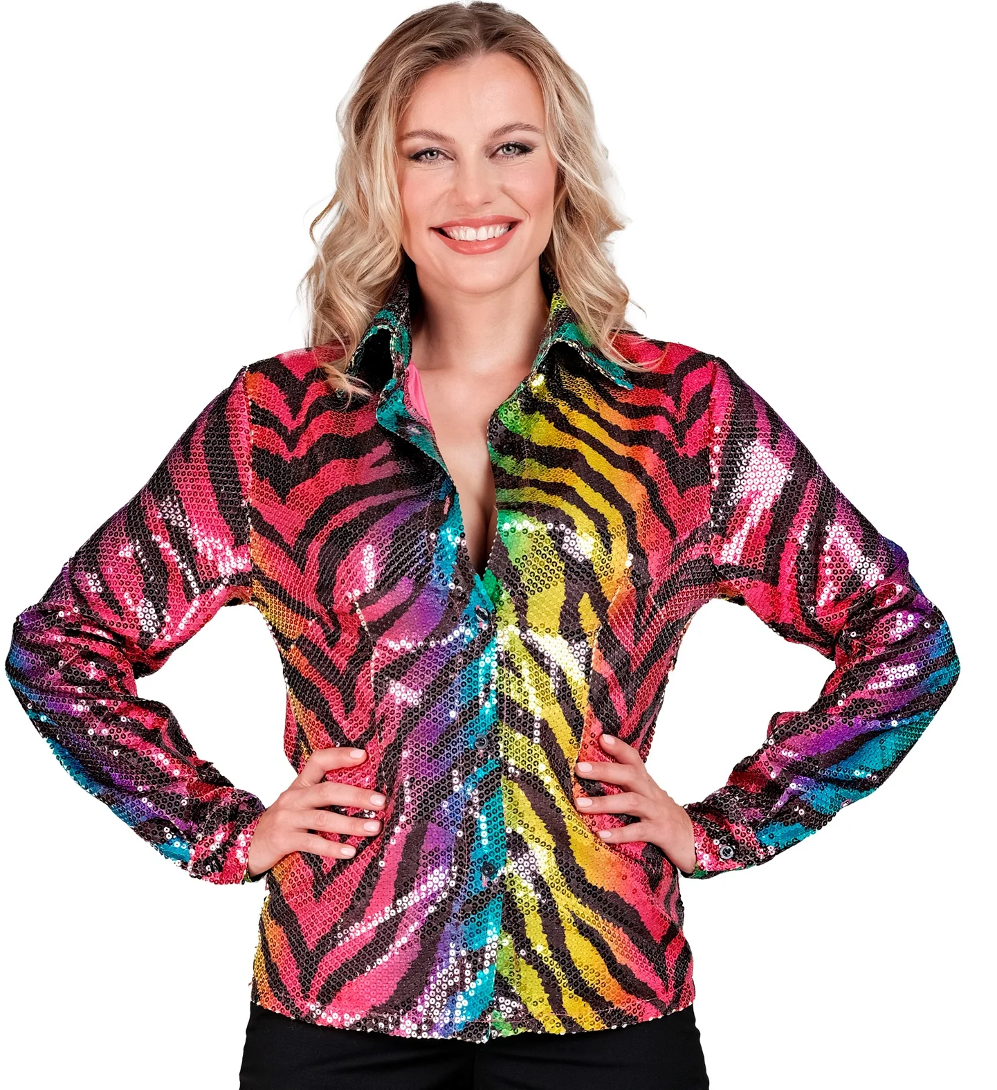 Paillettenshirt dames regenboog tijger - Image 2