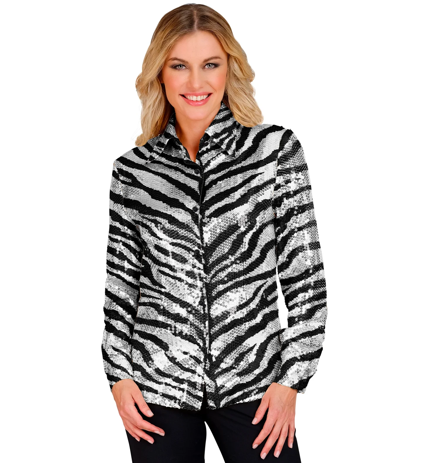 Paillettenshirt dames Zebra