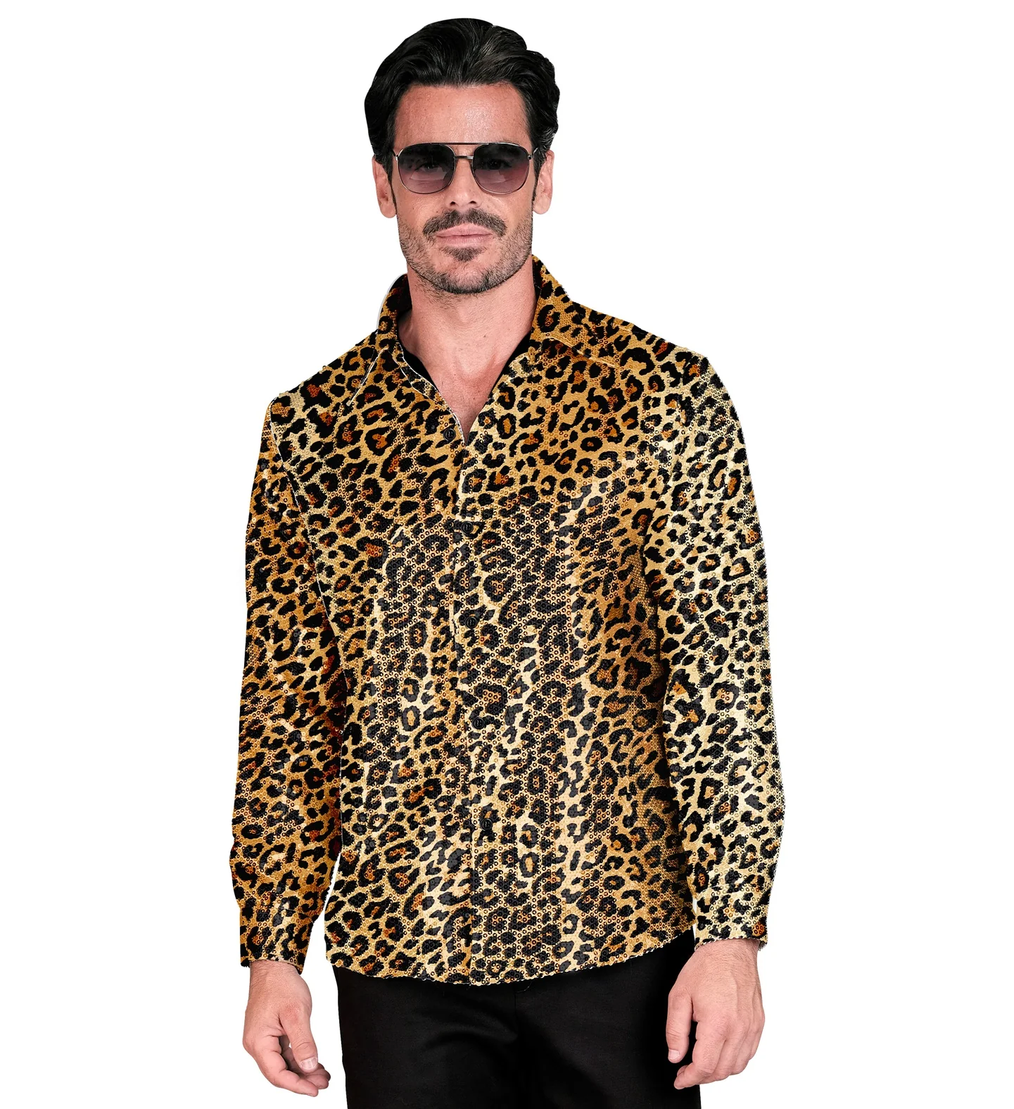 Paillettenshirt heren luipaard