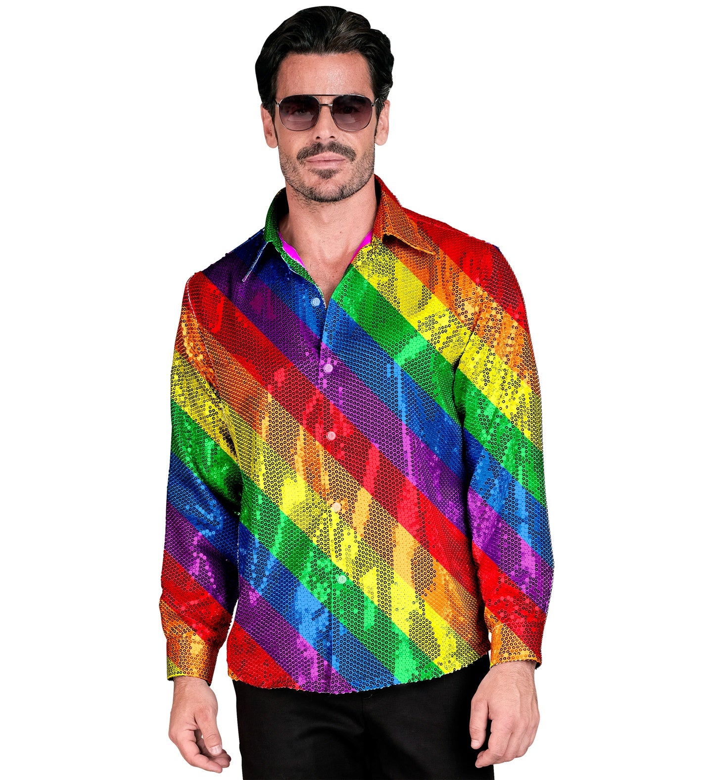 Paillettenshirt heren regenboog