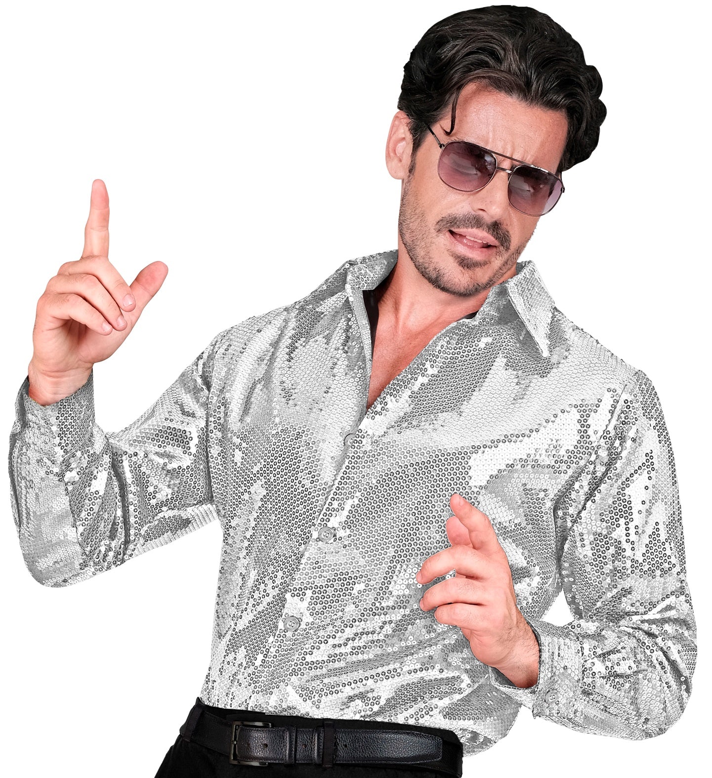 Paillettenshirt heren Marco zilver - Image 2