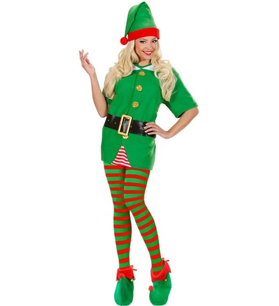 Panty gestreept groen / rood one size Elf - Image 2