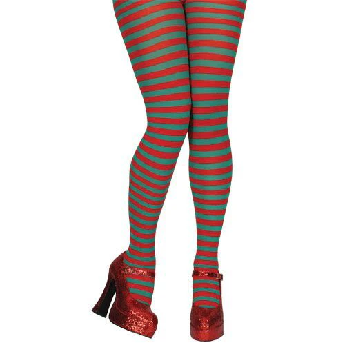 Panty rood groen gestreept
