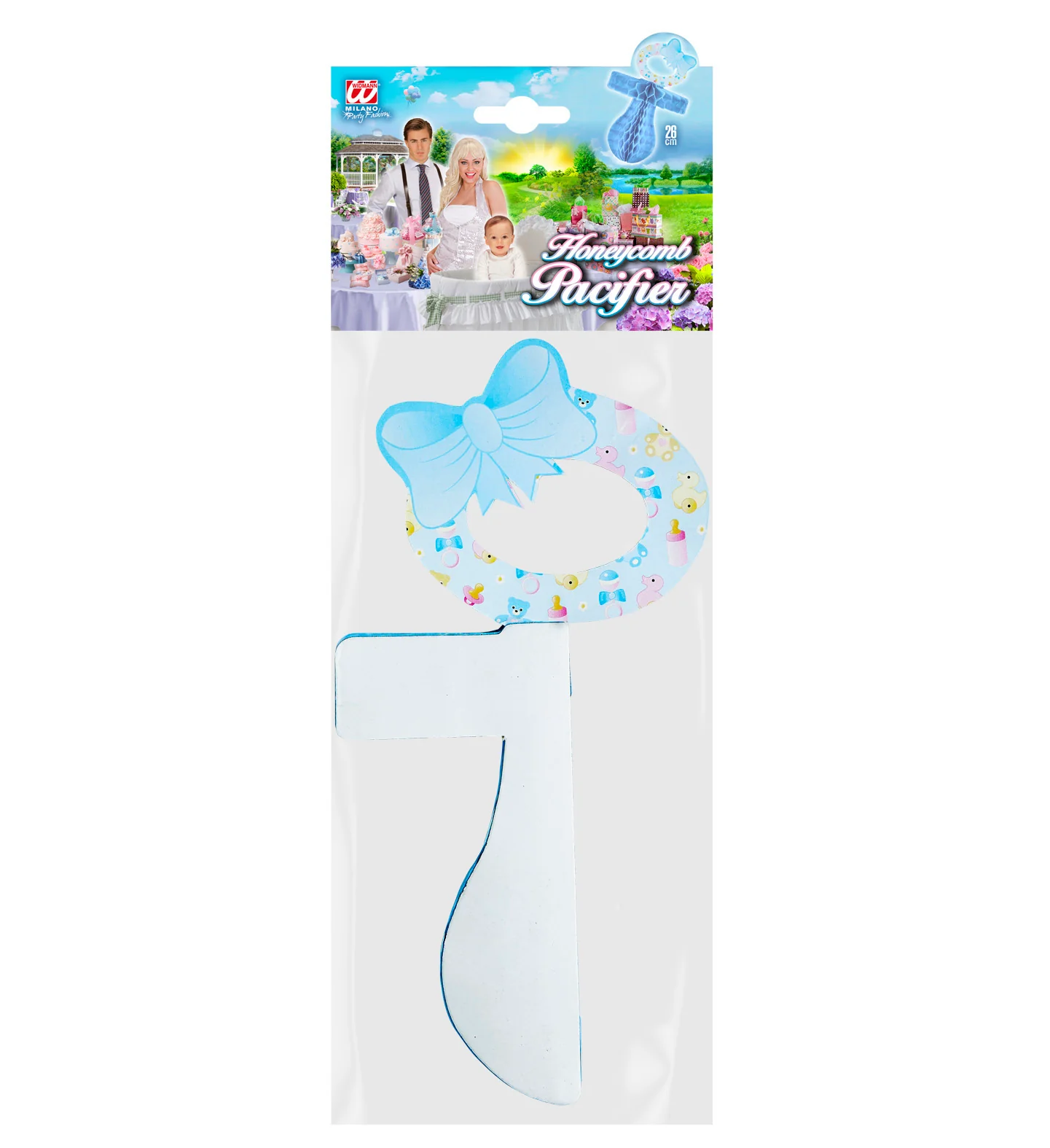 Papieren blauwe fopspeen voor Baby shower - Image 3