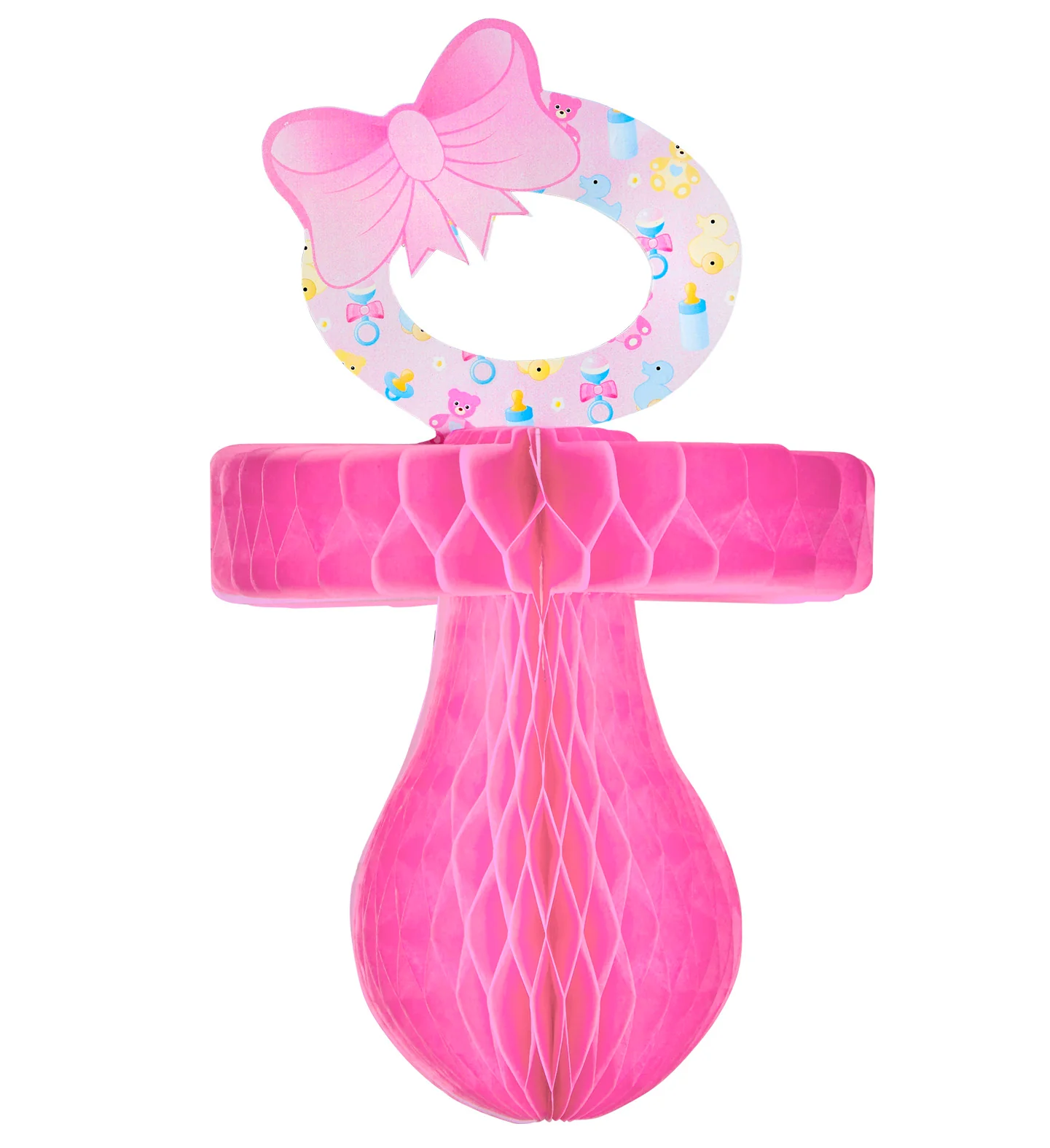 Papieren roze fopspeen voor Baby shower
