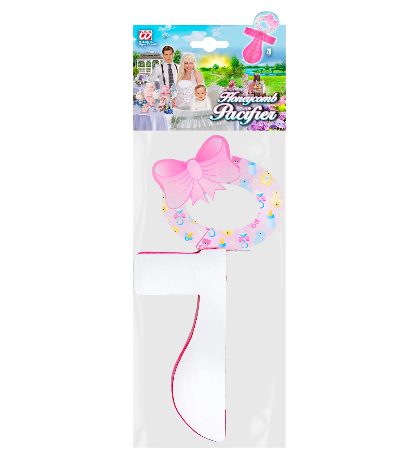 Papieren roze fopspeen voor Baby shower - Image 4