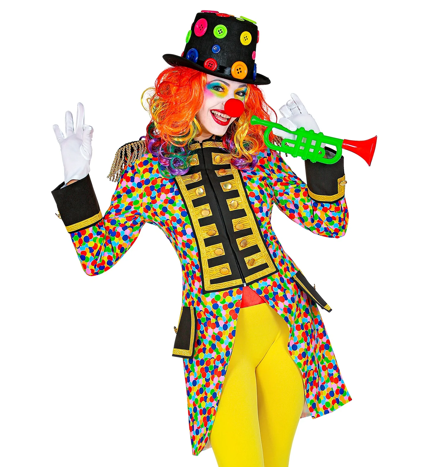 Slipjas Clown carnaval meerkleurig dames - Image 2