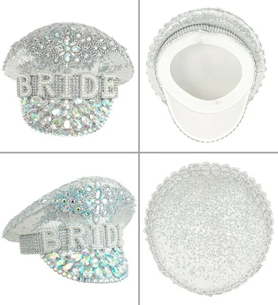 Pet bruid met juwelen glitter zilver hoed Luuk - Image 3