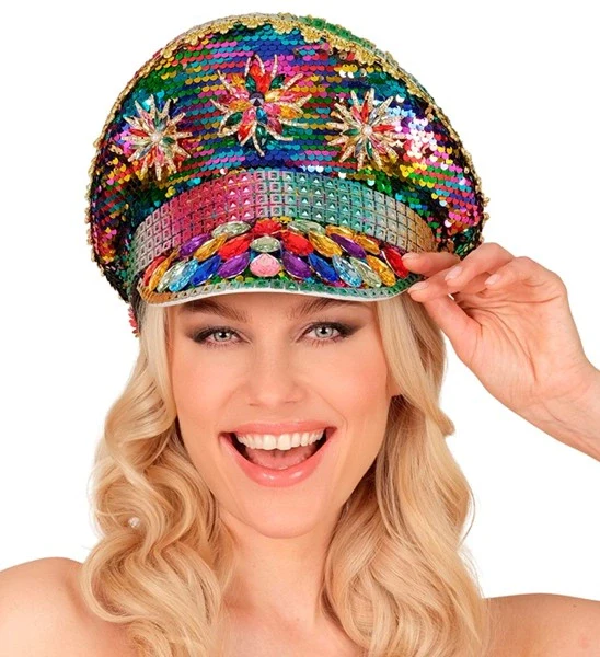 Pet pride met juwelen pailletten regenboog hoed Julia - Image 2