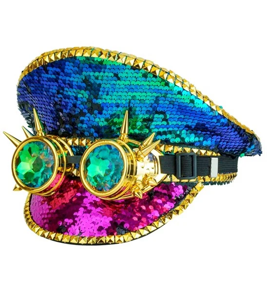 Pet steampunk met kaleidoscoop bril hoed Goos