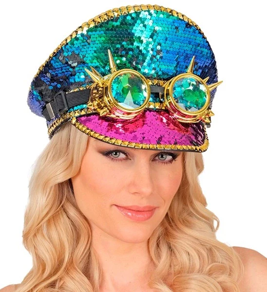 Pet steampunk met kaleidoscoop bril hoed Goos - Image 2