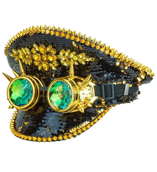 Pet steampunk met kaleidoscoop bril hoed Guus