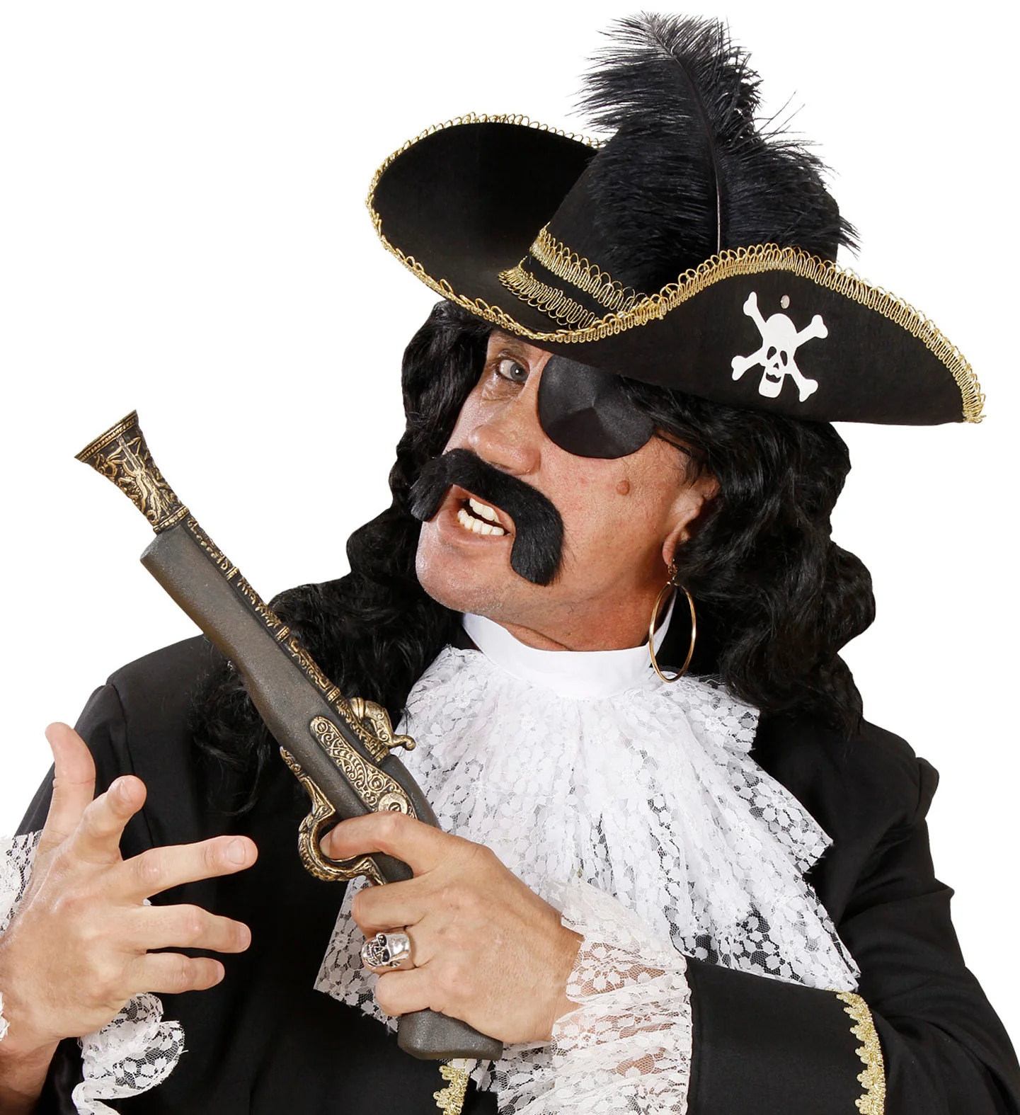 Piratenhoed dames met schedel en veren - Image 4