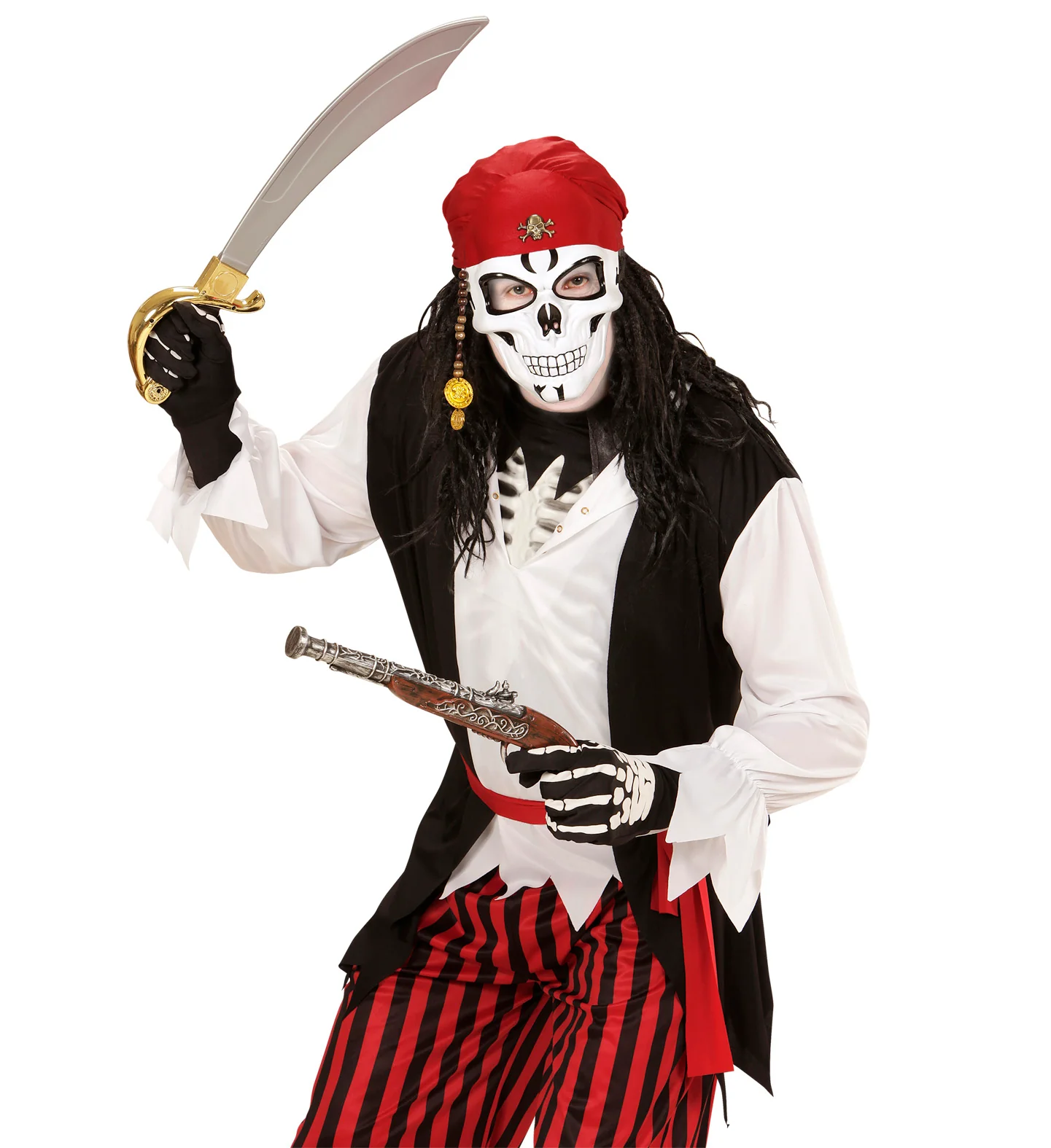 Piratenschedel masker met haar - Image 3