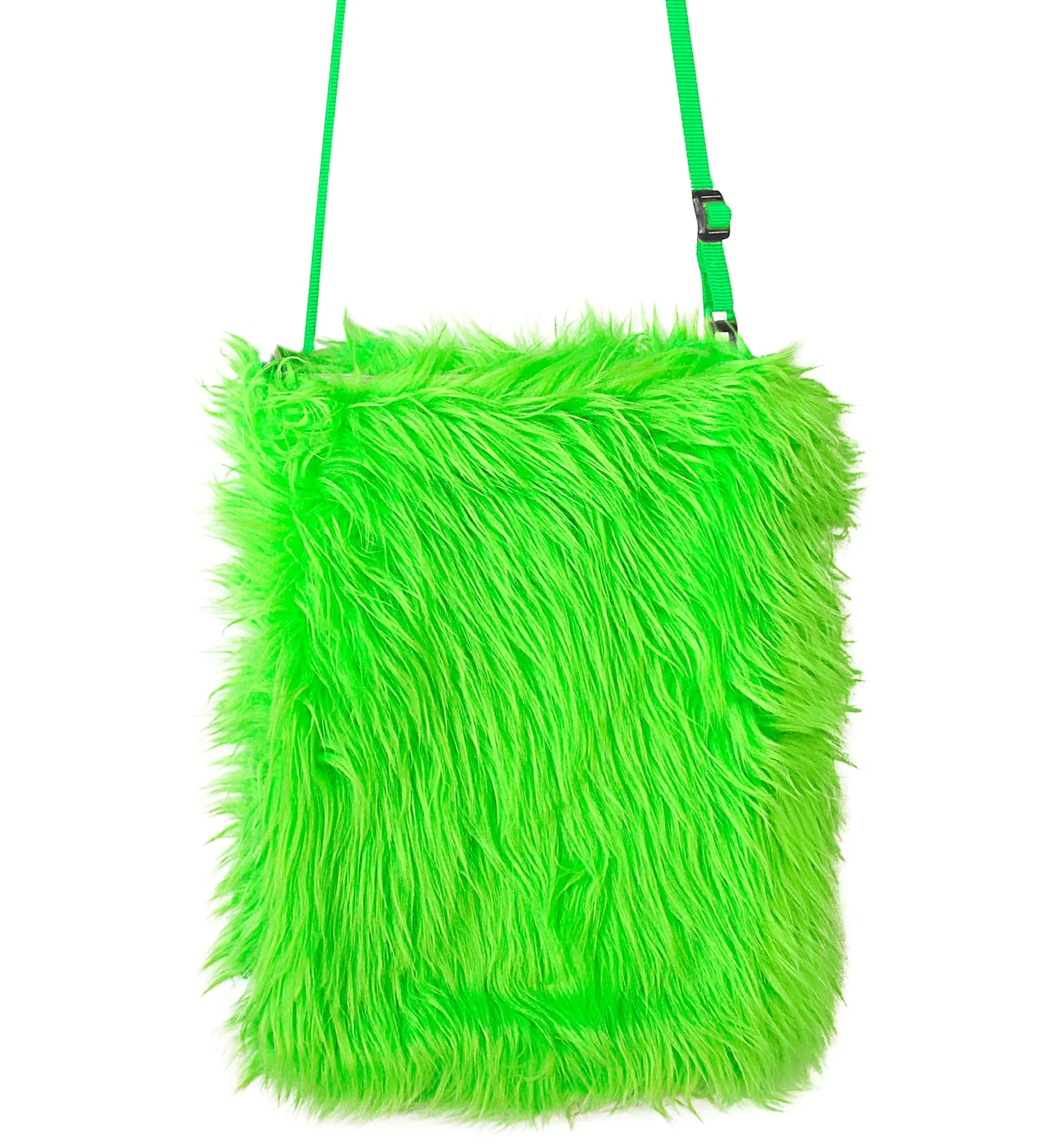Pluche handtas in neon groen