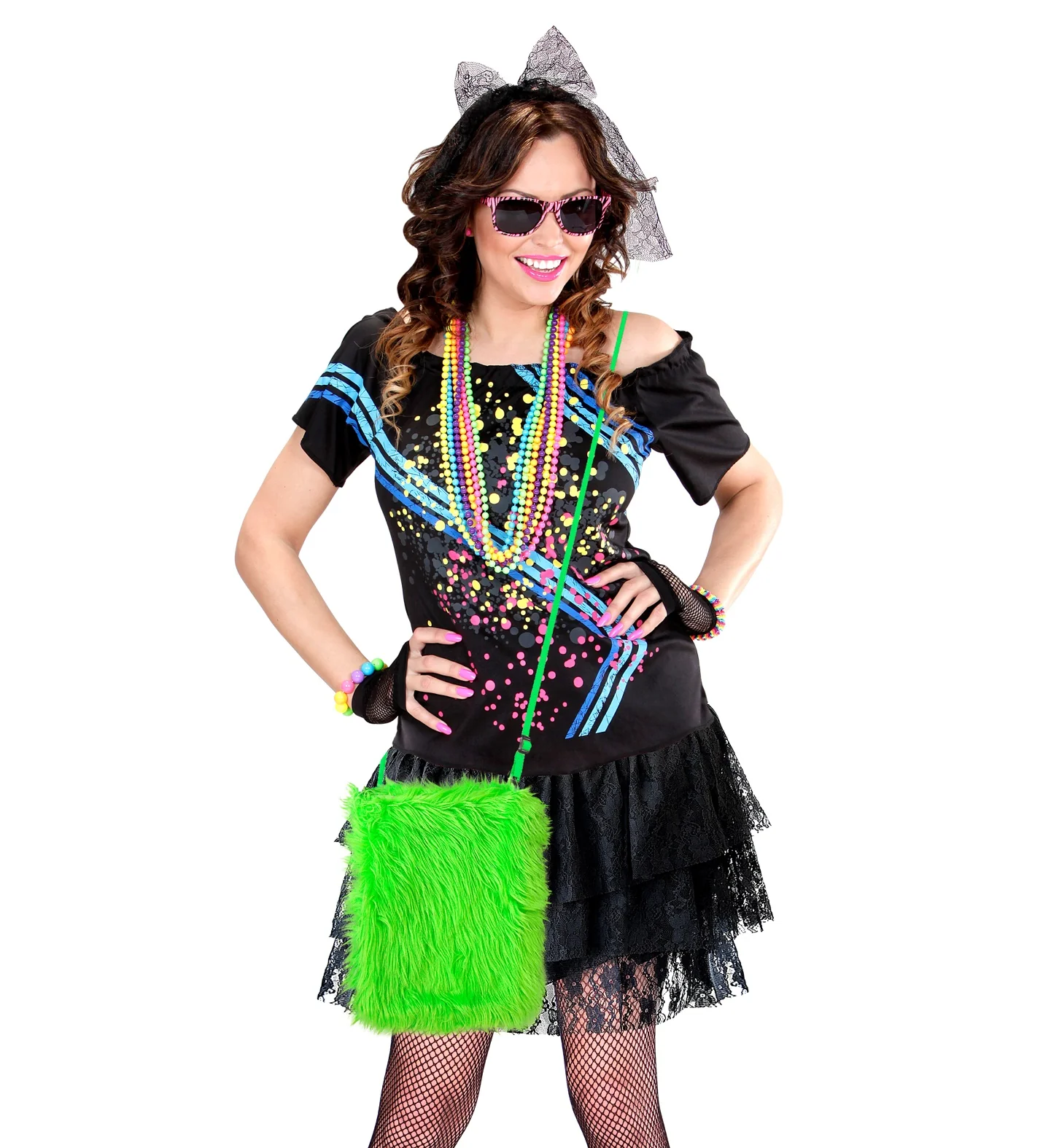 Pluche handtas in neon groen - Image 3