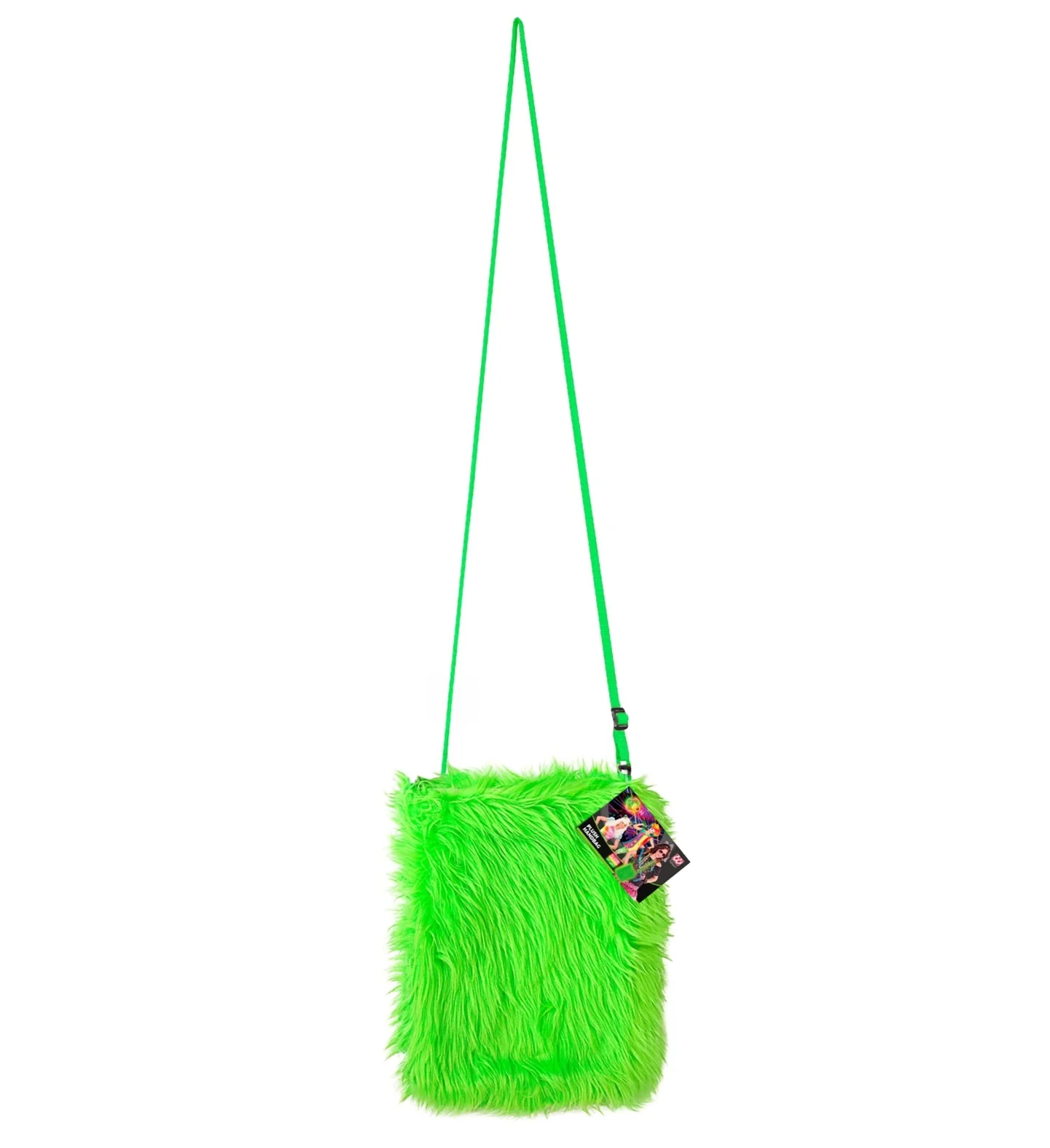 Pluche handtas in neon groen - Image 4