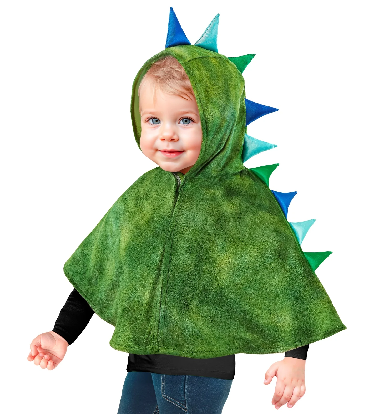 Pluche poncho met muts dino - Image 4