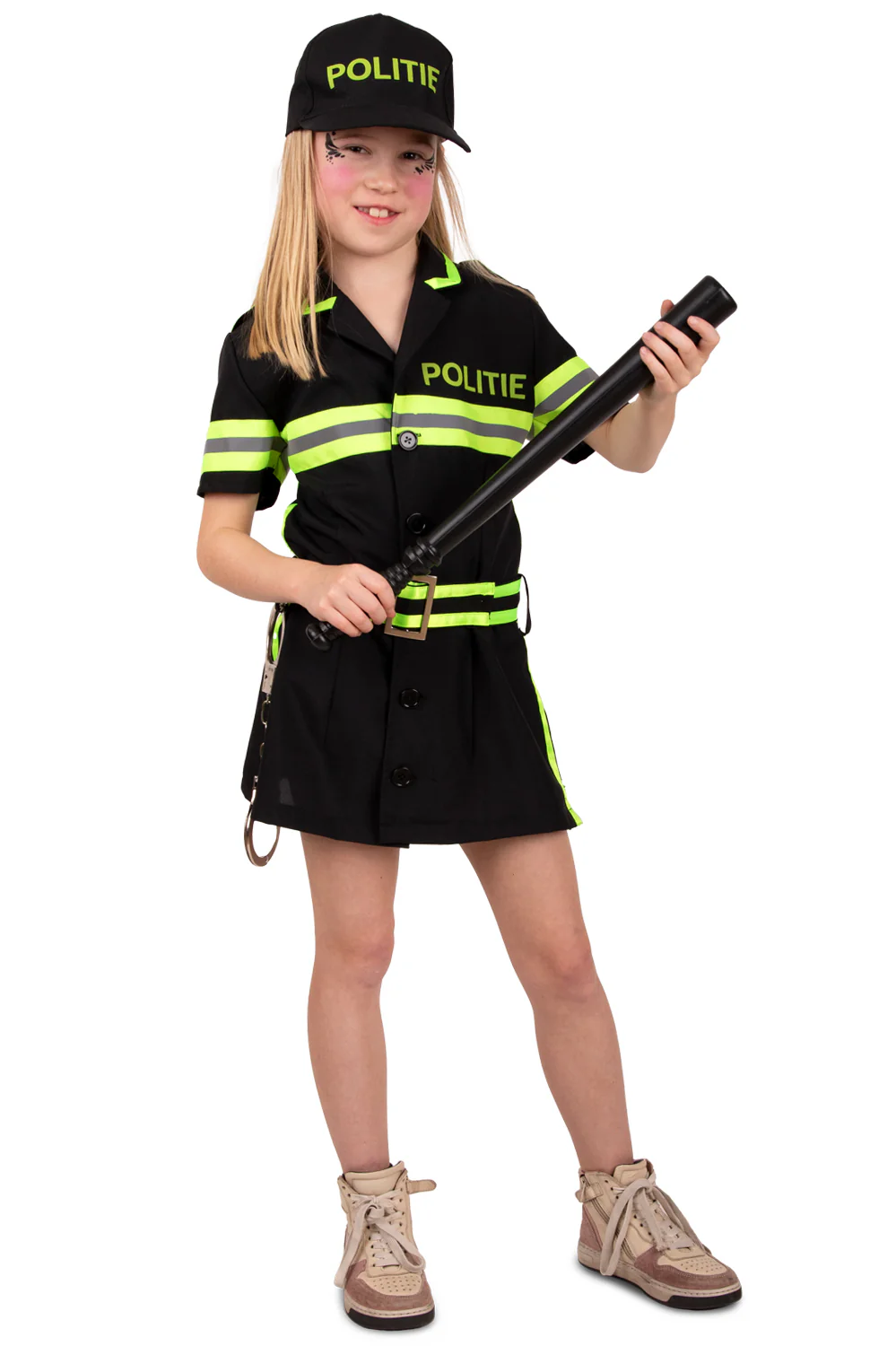Politie jurkje meisje blauw met jurkje en pet - Image 3