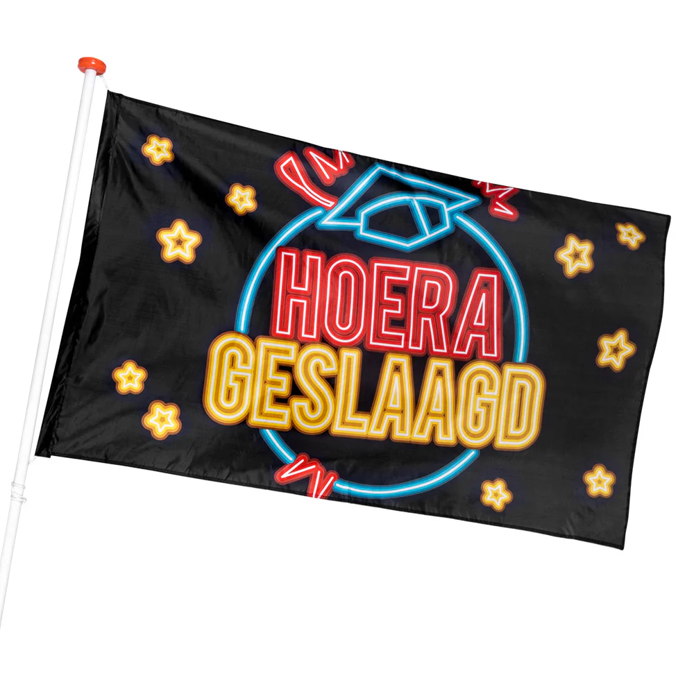Polyester vlag 'Hoera geslaagd'
