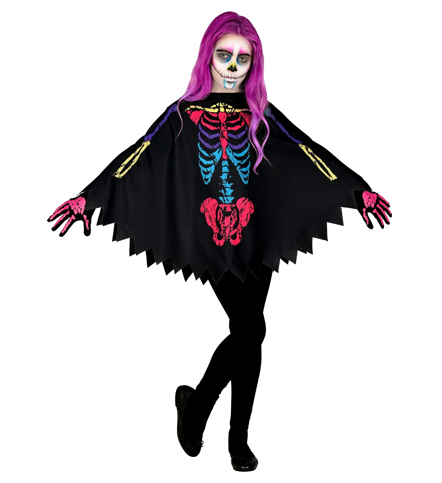 Skelet poncho meerkleurig kinderen - Image 2