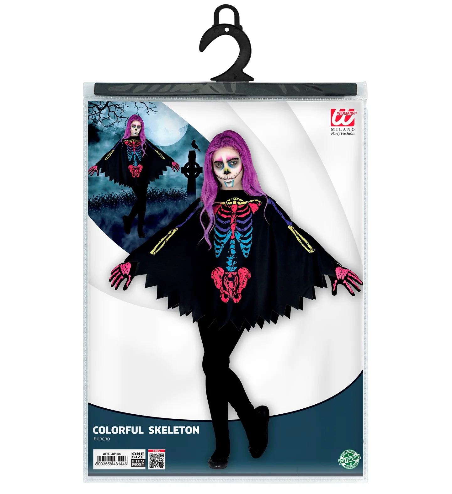 Skelet poncho meerkleurig kinderen - Image 3