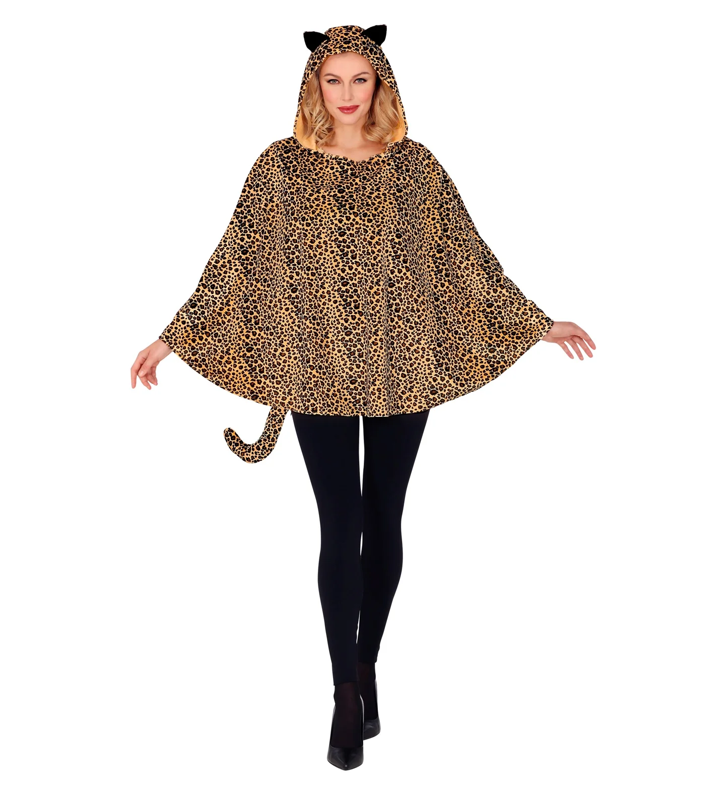 Luipaard poncho met muts volwassenen - Image 2